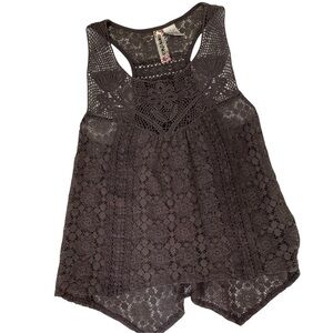 Mimi Chica Dark Brown Sleeveless Lace Top Racerback Sz Small